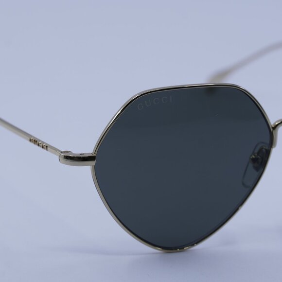 Gucci GG1182S 001 Sunglasses Gold Geometric Frame, Grey Lenses - Picture 2 of 11